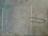 Rectangular Stainless Steel Barbecue Grill Wire Mesh with Handle
